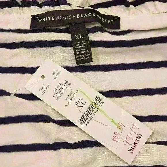 White House Black Market Striped Ruffle Top Blouse XL $68 - Picture 7 of 9